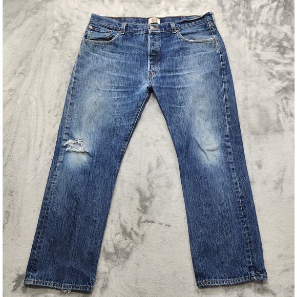 Levi's Other - Vintage Levi's 501 Jeans Mens W40 L30 Blue Distressed Button Fly Straight Leg